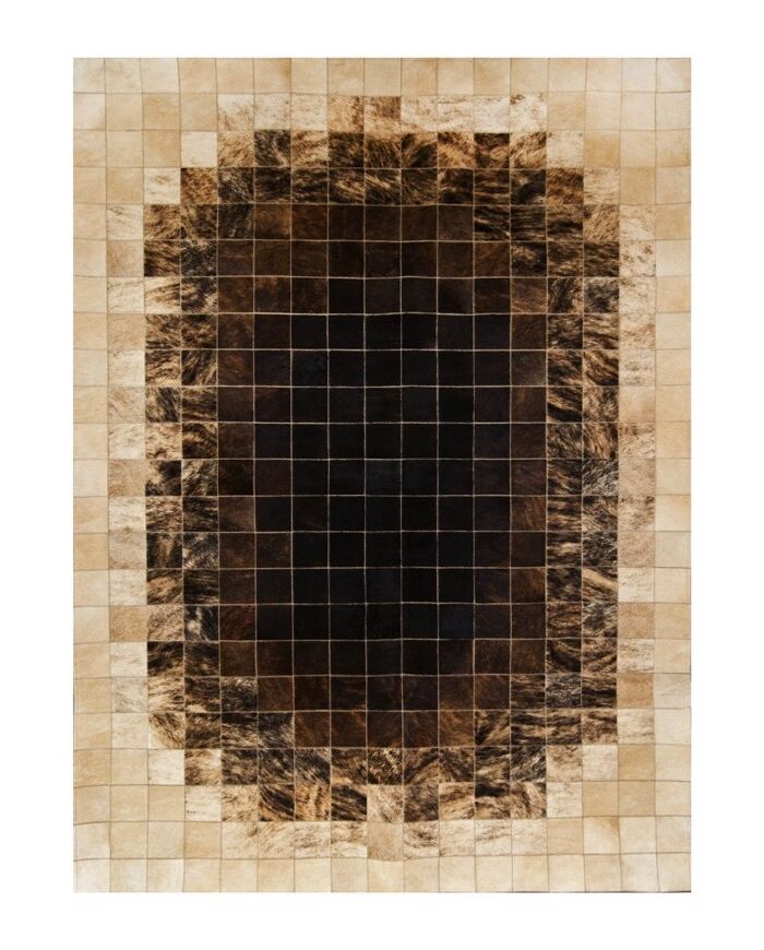 Leather Carpet Mosaic Mosaic Beige Brown Fibres k-1668