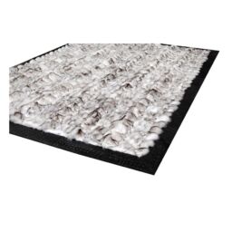 Furry Fox Rug White-Beige-Grey with leather edging k-145