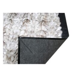 Furry Fox Rug White-Beige-Grey with leather edging k-145