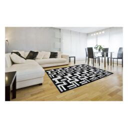 Patchwork Cowhide Rug k-1735 night air nero grey-white