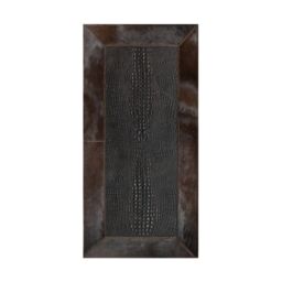 Patchwork leather rug for fireplace croco testa di moro  frame cognac cavallino k-121