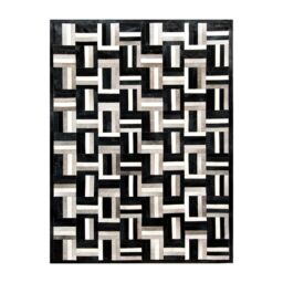 Patchwork Cowhide Rug k-1735 night air nero grey-white