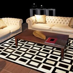 Patchwork Cowhide Rug k-1736 Square cognac-light beige