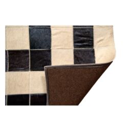 Patchwork Kuhfellteppich K-157 Mosaik Cappuccino Doppelte Linie Testa di Moro