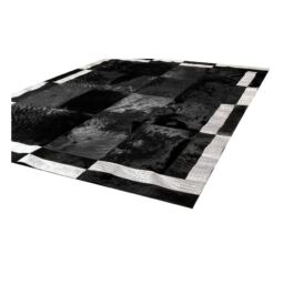 Patchwork Cowhide Rug k-1878 nero cavallino double frame silver