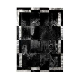 Patchwork Cowhide Rug k-1878 nero cavallino double frame silver