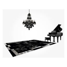 Patchwork Cowhide Rug k-1878 nero cavallino double frame silver