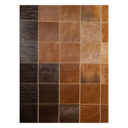 Patchwork-Kuhfellteppich k-1825 Mosaik Baio Cognac