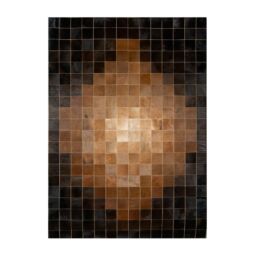 Patchwork-Kuhfellteppich k-1825 Mosaik Baio Cognac