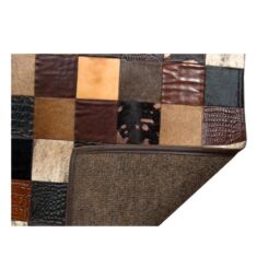 Patchwork-Kuhfellteppich K-1857 Mosaik Mehrfarbig Braun