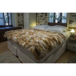 Golden real fox fur throw - blanket k-302