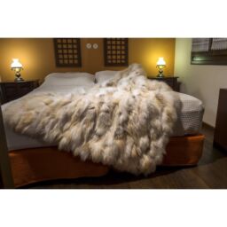 Golden island real fox fur throw - blanket k-301