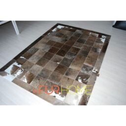 Cowhide Rug  Olive Grey White Alpen in panels 20X20cm fr k-108