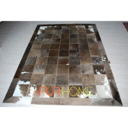 Cowhide Rug  Olive Grey White Alpen in panels 20X20cm fr k-108