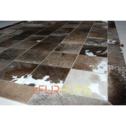 Cowhide Rug  Olive Grey White Alpen in panels 20X20cm fr k-108