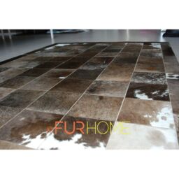 Cowhide Rug  Olive Grey White Alpen in panels 20X20cm fr k-108