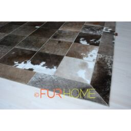 Cowhide Rug  Olive Grey White Alpen in panels 20X20cm fr k-108