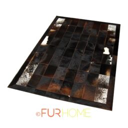 Patchwork Cowhide Rug Dark brown red  brown ivory white spot 20 x 30   cm FR /   k-109