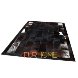 Patchwork Cowhide Rug Dark brown red  brown ivory white spot 20 x 30   cm FR /   k-109