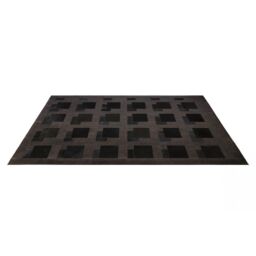 Dark Brown Leather & Pony skin Puzzle Rug k-100