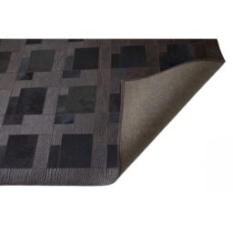 Dark Brown Leather & Pony skin Puzzle Rug k-100