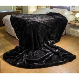 Black Mink  Fur Blanket Throw Bedcover k-315