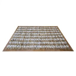 Furry Coyote Carpet Beige with leather frame k-1362